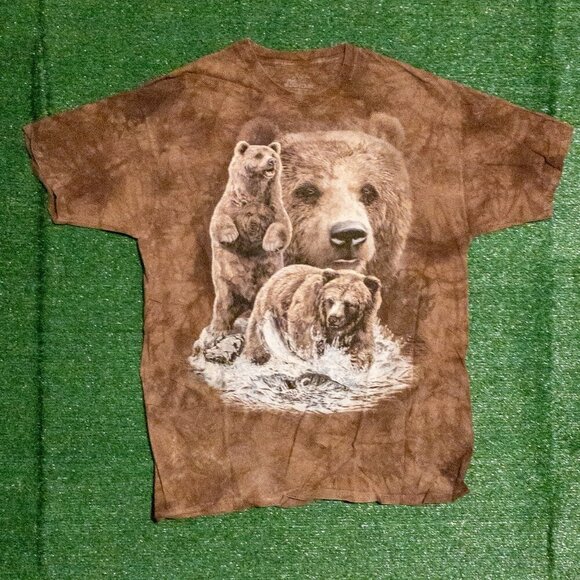 THE MOUNTAIN 2013 BROWN GRIZZLY BEAR MENS T SHIRT BROWN NATURE TIE DYE SIZE XXL - Picture 1 of 4